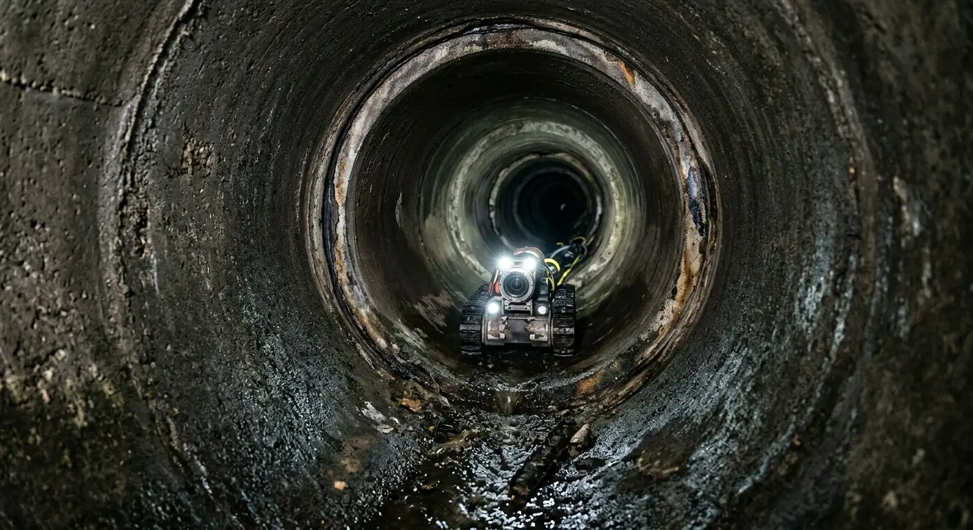 Robotic sewer camera inspecting pipe interior for Sewer Line Repair in Burke